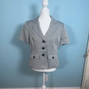 Le Suit Classic‎ Casual Gray Blazer Short Jacket Size 12 Petite Pristine